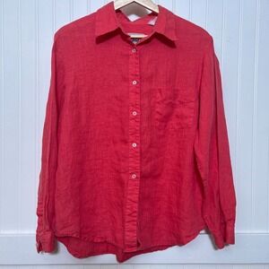 Vtg David N Salmon Shirt Coquette Pink Button Down Ross Geller Friends Women's L